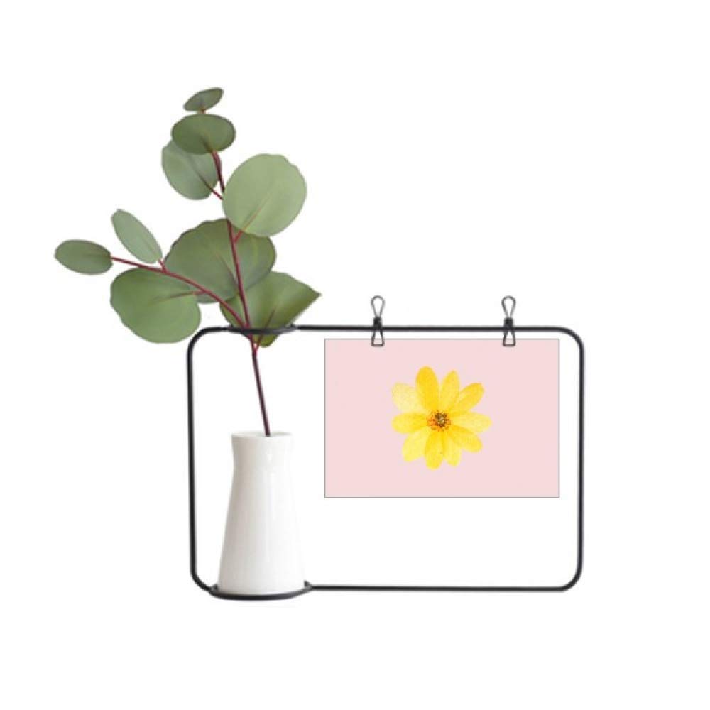 Yellow Daisy Watercolor Metal Picture Frame & Ceramic Vase Set - Elegant Home Decor for Living Room, Bedroom, and Office