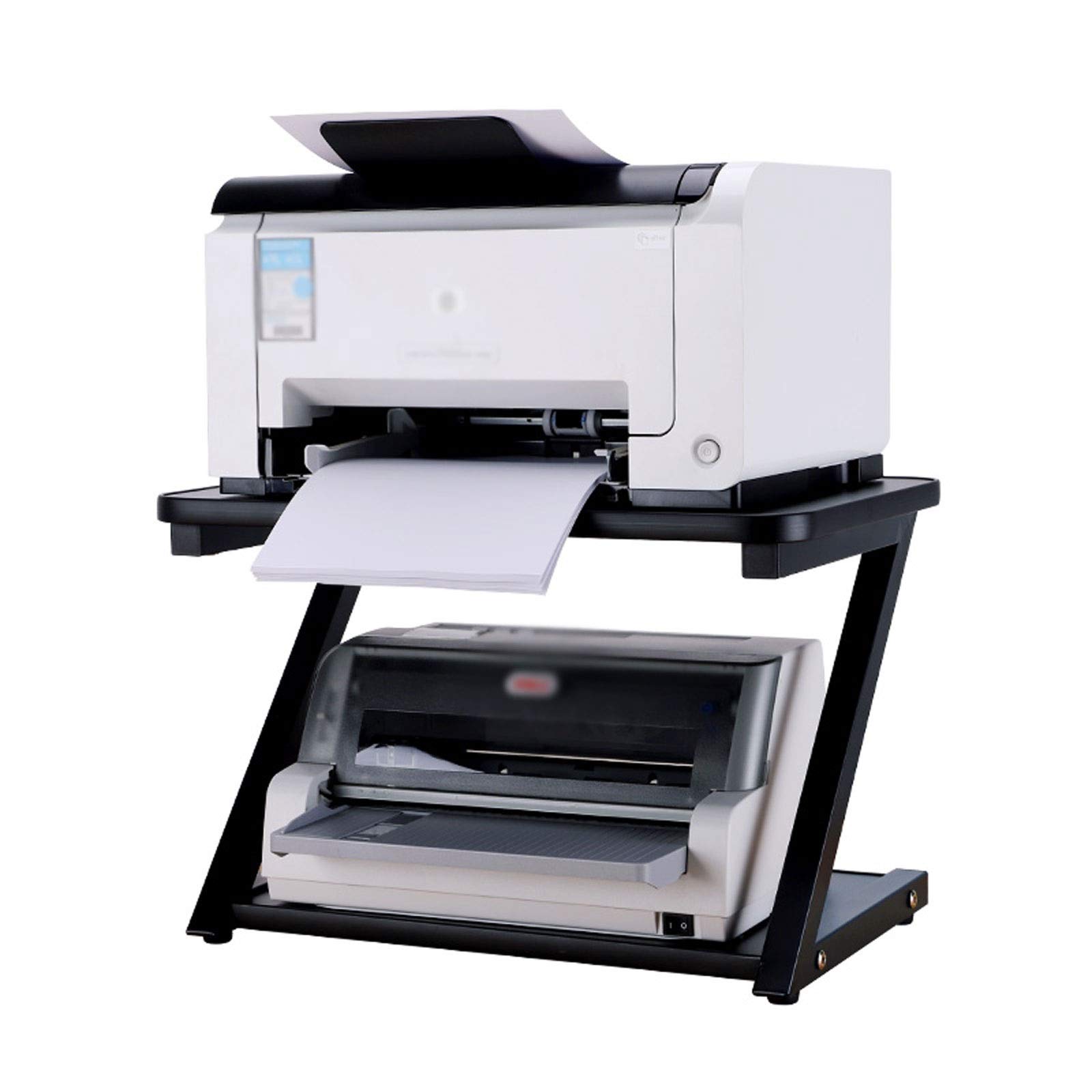 Tingting1992 2-Tier Printer Stand with Non-Slip Mat - Heavy Duty Desktop Organizer for Fax Machine, Scanner & Copier - Space Saving Office & Home Workspace Solution (Black) | Perfect for Small Offices, Home Desks & Workstations