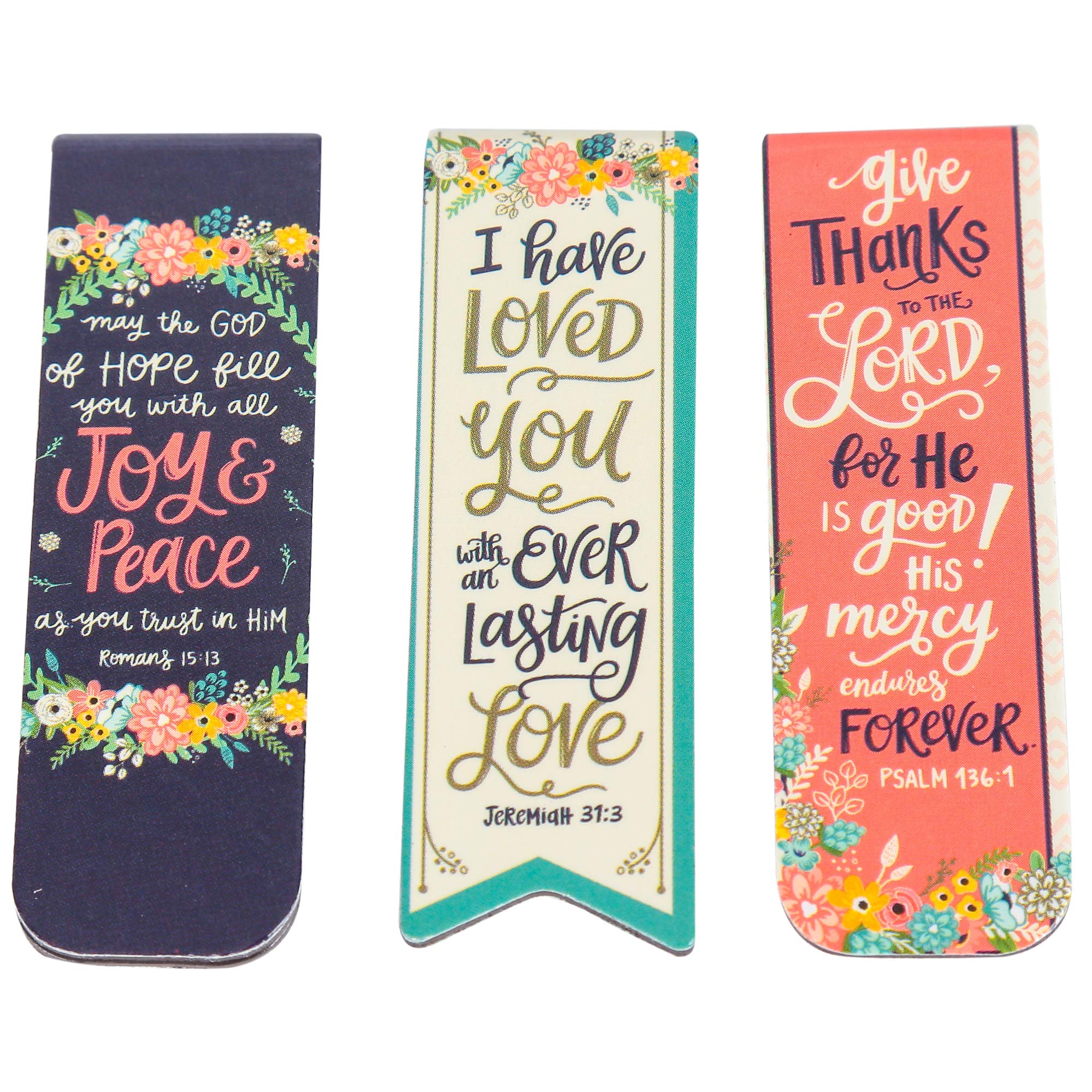 Flower Pattern Magnetic Bookmarks Set of 6 - Salt & Light - Perfect for Books, Journals, and Bible Reading