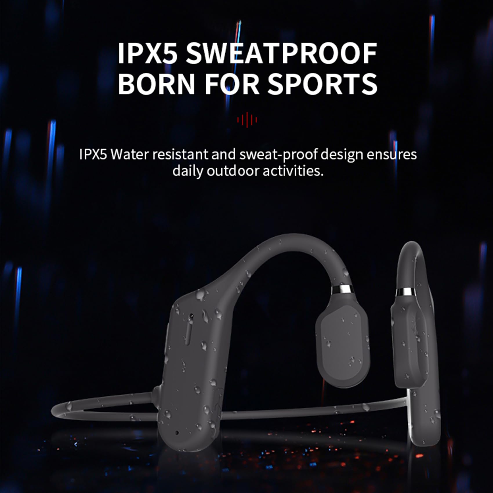 Open Ear Wireless Sports Headphones Bluetooth 5.0 - Sweatproof Waterproof Headset with Mic for Running, Cycling, Gym Workouts | Perfect for Jogging, Driving & Outdoor Activities