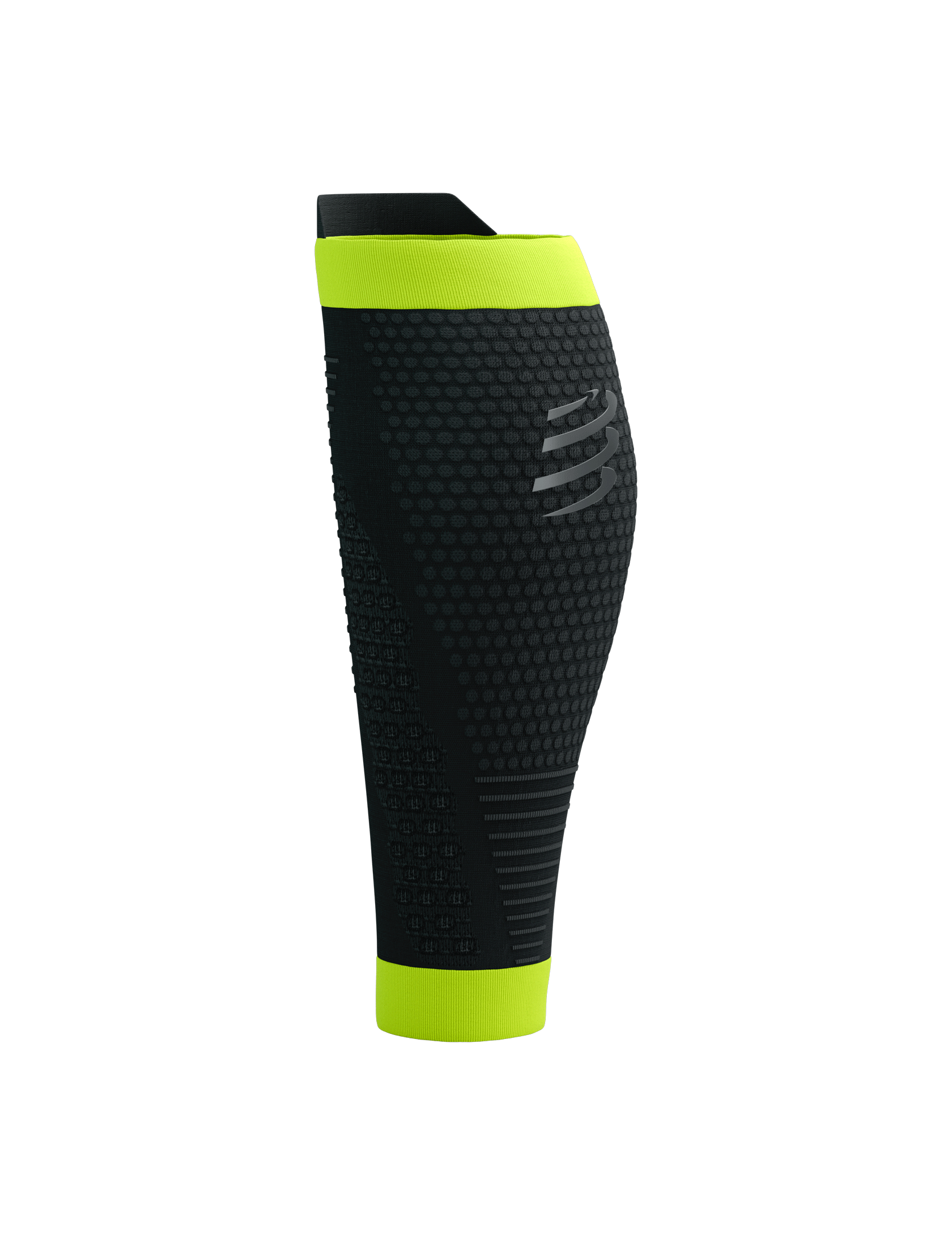 Compressport Unisex R2 3.0 Flash Calf Sleeves - Black/Fluo Yellow - Performance Compression Leg Sleeves for Running, Cycling & Sports Recovery - CCSU3099016