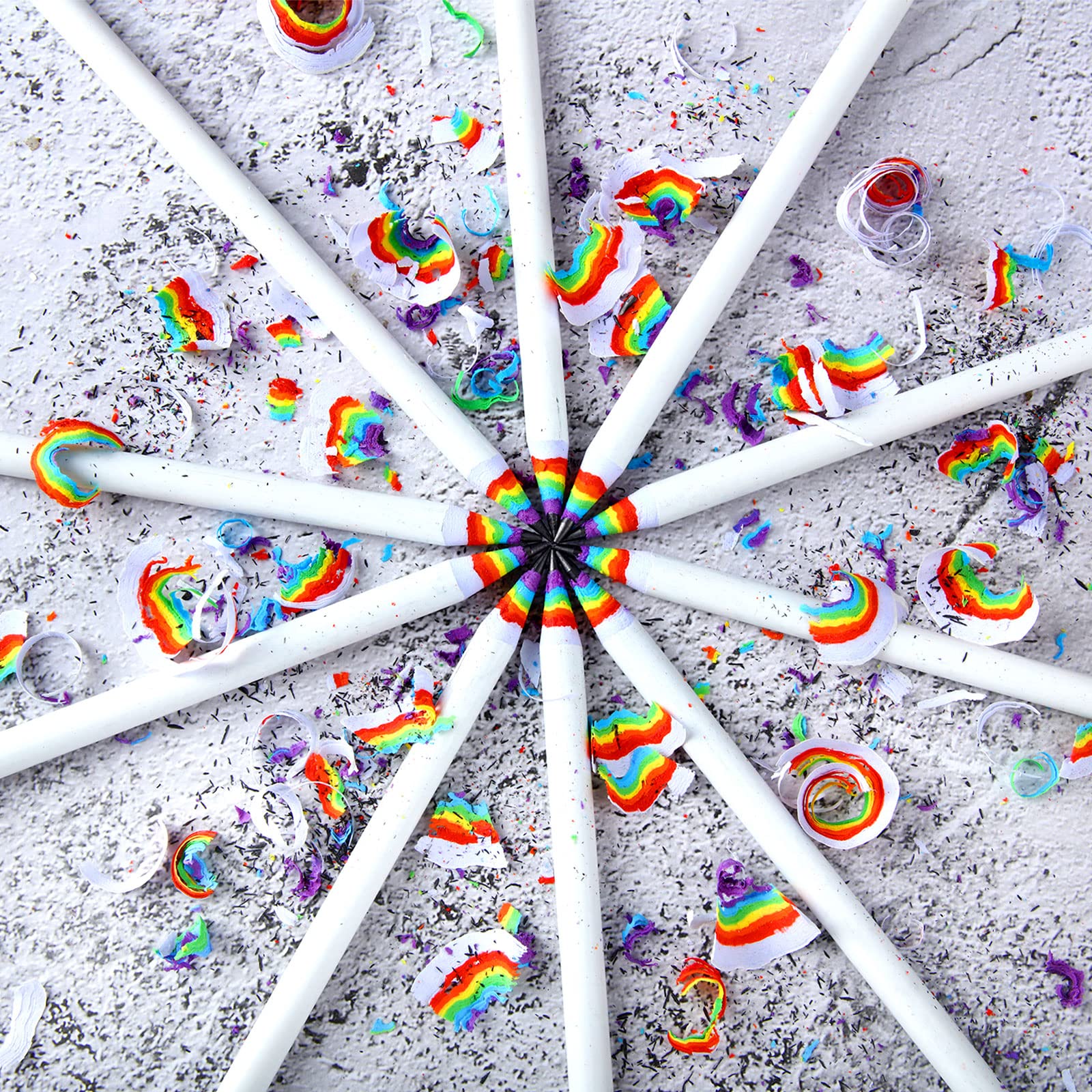24-Pack Rainbow Colored Pencils - HB Graphite Writing & Drawing Pencils with White Barrel for Students, Teachers & Office Use - Perfect for School, Art Projects, Note-Taking & Creative Sketching