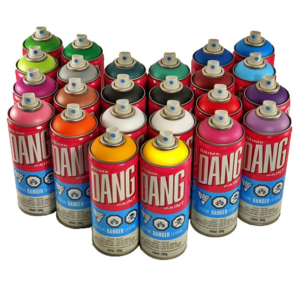 DANG Prime Graffiti Spray Paint - 24 Vibrant Colors Set for Street Art, Murals & DIY Projects - High-Quality, Fast-Drying Aerosol Paint - Perfect for Artists, Beginners & Home Decor (Pack of 1)
