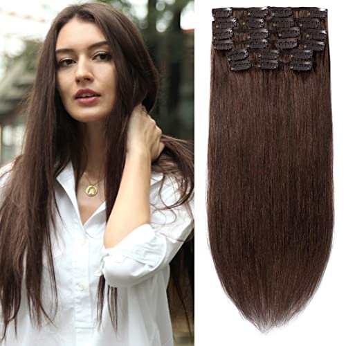 100% Real Human Hair Clip-in Extensions - 10 Pieces, 22 Clips, 14