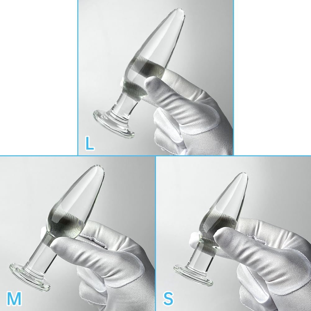 Premium 3-Piece Conical Glass Anal Plug Set - Transparent Butt Plug for G-Spot & Prostate Stimulation - Safe Sex Toy for Men, Women & Couples - Perfect for Beginners & Valentine's Gift - Use for Solo Play, Couples Exploration & Sensual Massage