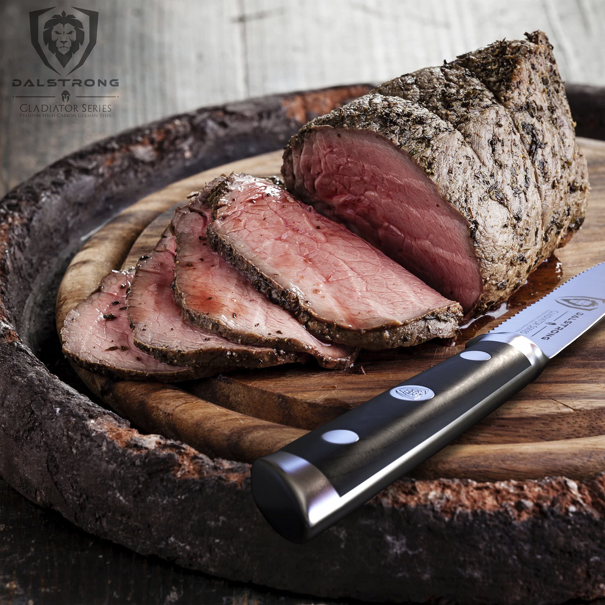 Dalstrong Gladiator Series Elite 4-Piece Steak Knives Set - Serrated German High-Carbon Steel Blades - Razor Sharp & NSF Certified - Perfect for Steak Dinners, BBQ Parties & Fine Dining Experiences