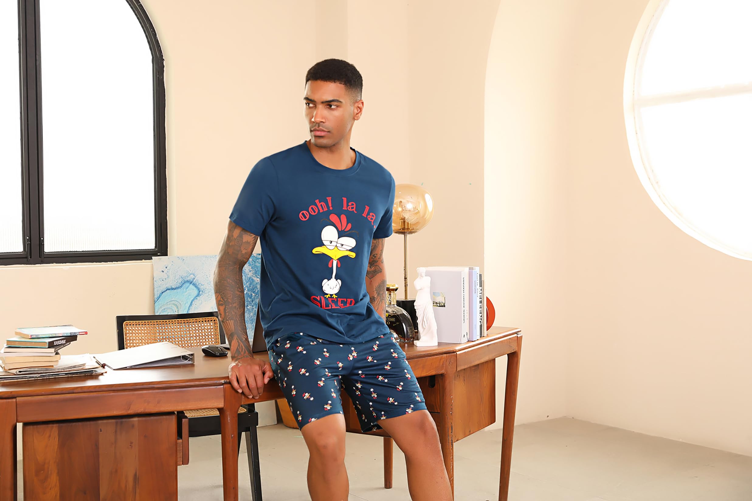 Men's Cotton Pajama Set - Soft V-Neck Sleepwear with Pockets for Lounge & Relaxation - Perfect for Home, Travel & Gift Giving