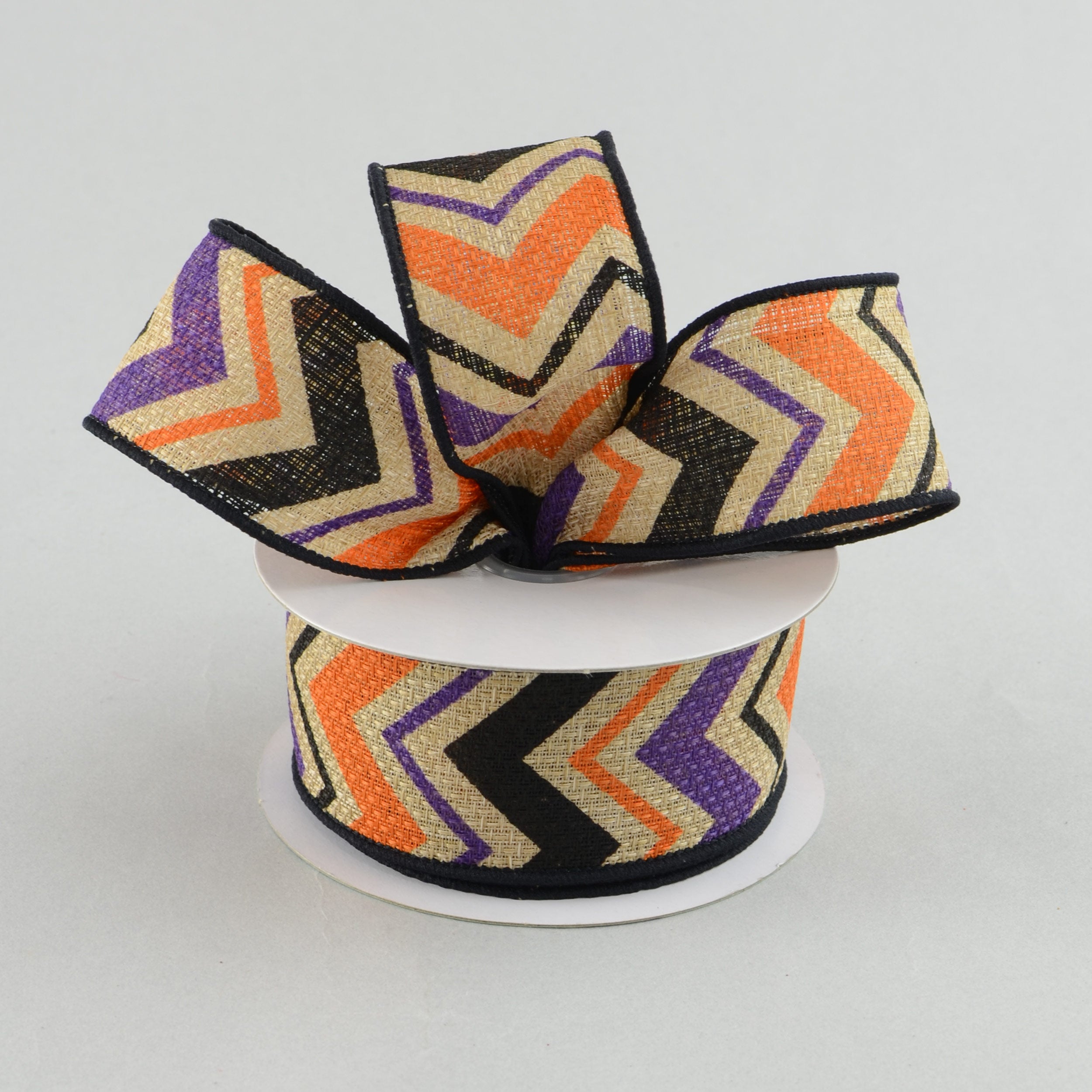 1.5 Inch Faux Burlap Halloween Chevron Ribbon - 10 Yards Spool for DIY Crafts, Party Decorations, Gift Wrapping & Seasonal Home Decor