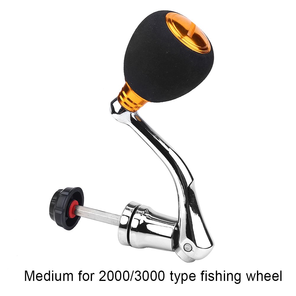 Metal Fishing Reel Power Handle Replacement - Compatible with 2000/3000 Spinning Reels (M-Gold) | Durable Rocker Arm Grip Accessory for Saltwater & Freshwater Fishing