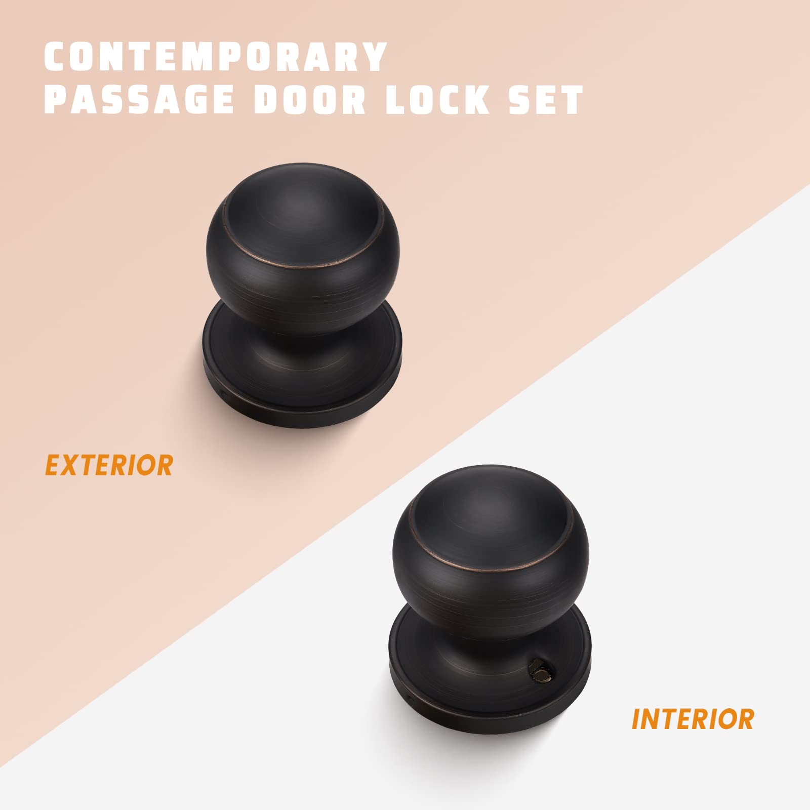 KNOBWELL Oil Rubbed Bronze Door Knob Set - 1 Pack Interior Door Handle for Bedroom, Closet & Hallway | Durable & Stylish Home Hardware Upgrade for Smooth Operation (Indoor Use Only)