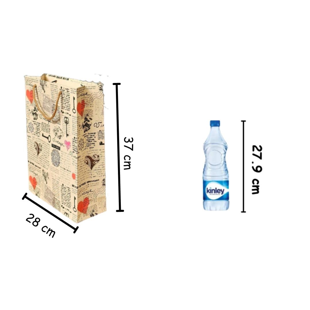 6-Piece SATYAM KRAFT Printed Gift Paper Bags with Handles - 37cm x 28cm for Birthday, Christmas, Wedding & Party Favors | Eco-Friendly Goodie Bags for Events, Festivals & Seasonal Greetings