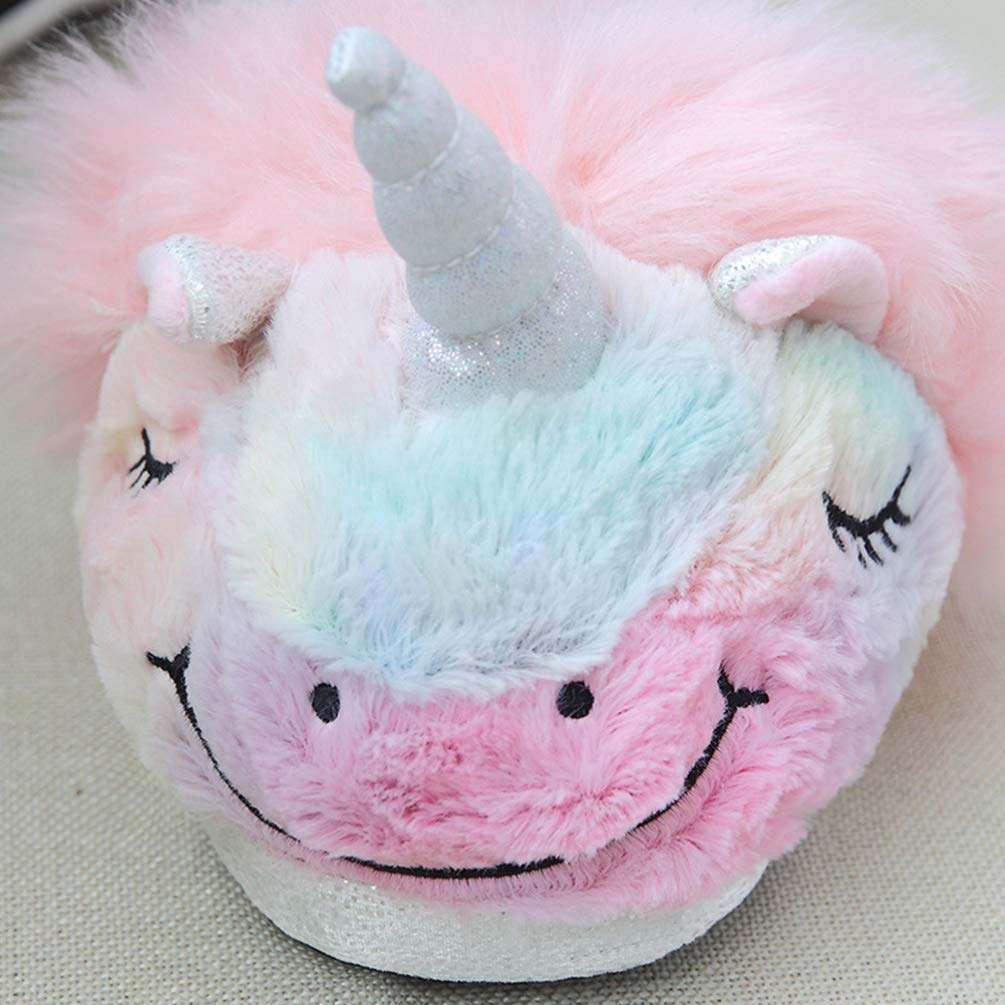 Amosfun Unicorn Plush House Slippers - Soft Anti-Slip Indoor Shoes for Women & Girls - Cozy Winter Home Footwear for Bedroom, Lounge & Gift Giving