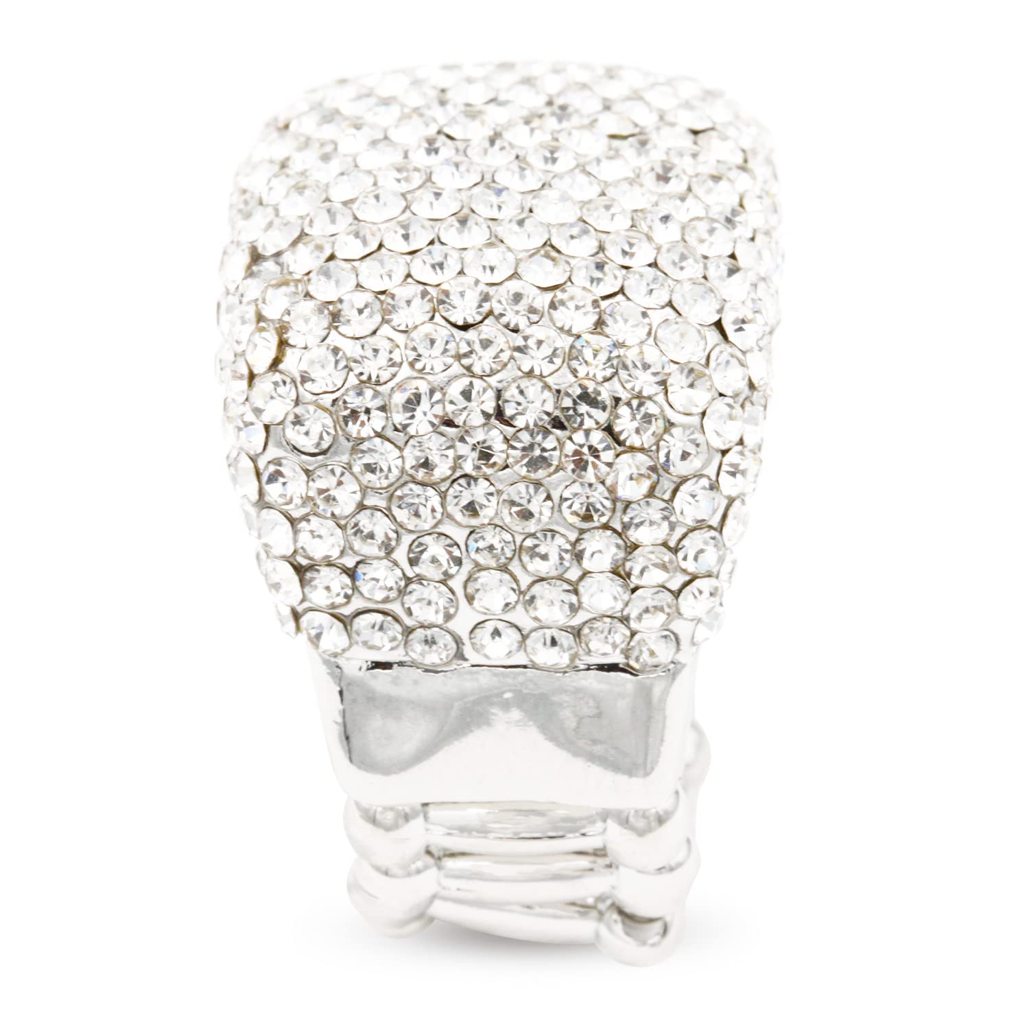 Luxury Half Cube Crystal Stretch Rings for Women - Adjustable Statement Jewelry for Parties, Weddings & Everyday Wear