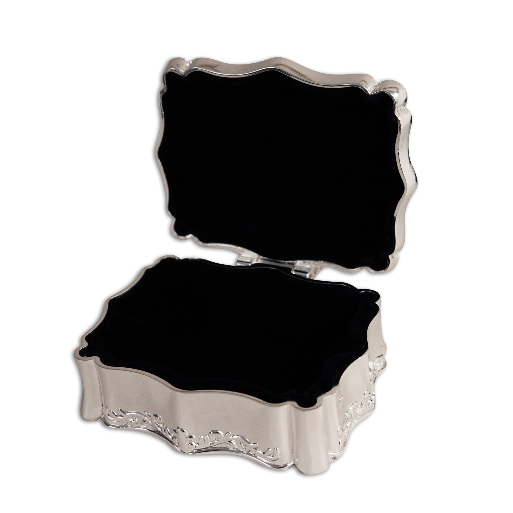 Personalized Small Rectangle Jewelry Box with Custom Engraved Name & Cross - First Communion Gift for Girls & Boys, Silver-Toned Keepsake Box for Baptism, Confirmation & Special Occasions