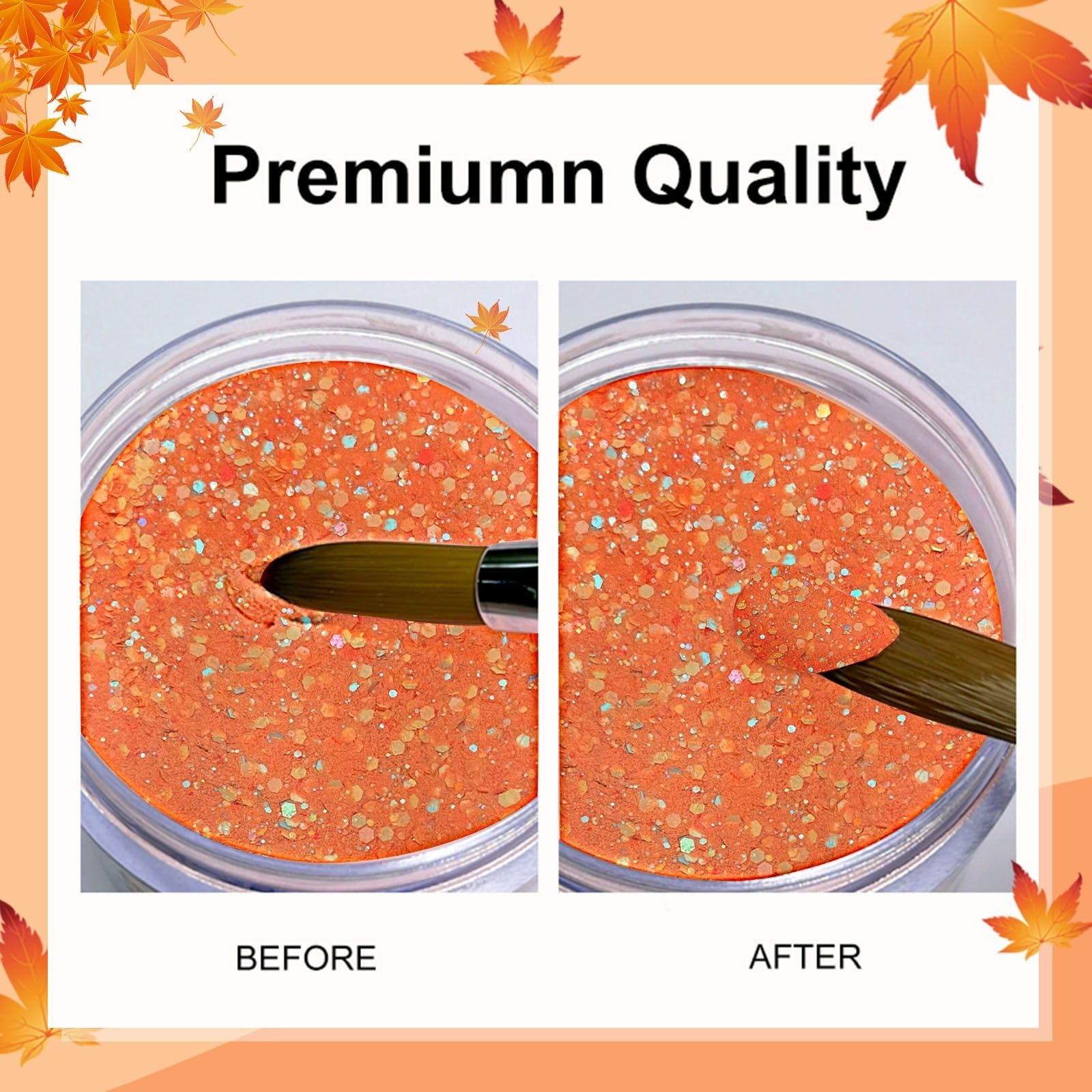 Professional Orange Glitter Acrylic Nail Powder for Nail Extensions & 3D French Nail Art - 30g Halloween Nail Design Kit with Flower Carving Tools, Perfect for Beginners & DIY Manicures | Salon & Home Use, Party & Special Occasion Nails