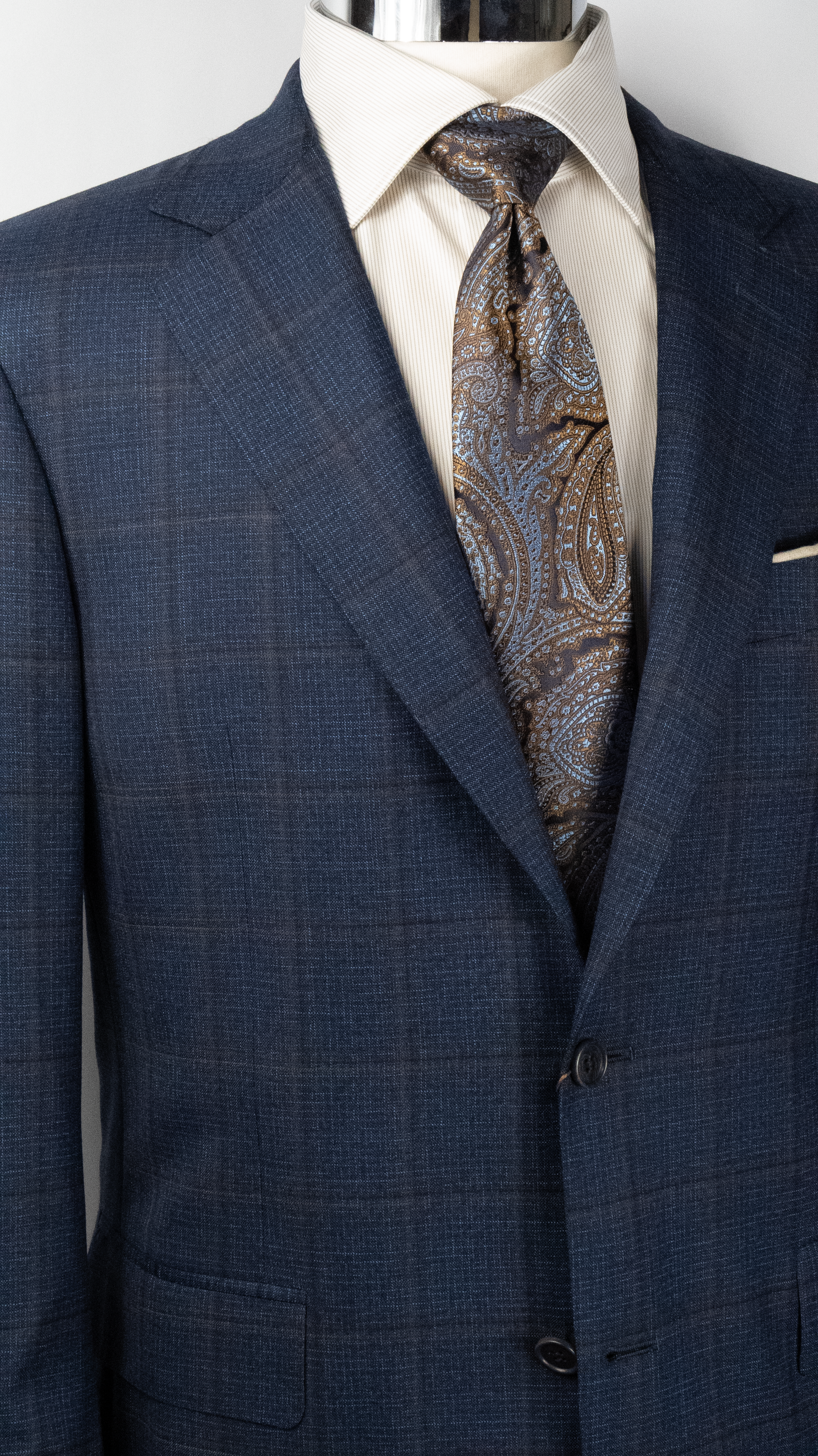 CANALI Navy & Brown Windowpane Sport Coat for Men - Elegant Business Blazer for Office, Weddings & Formal Events