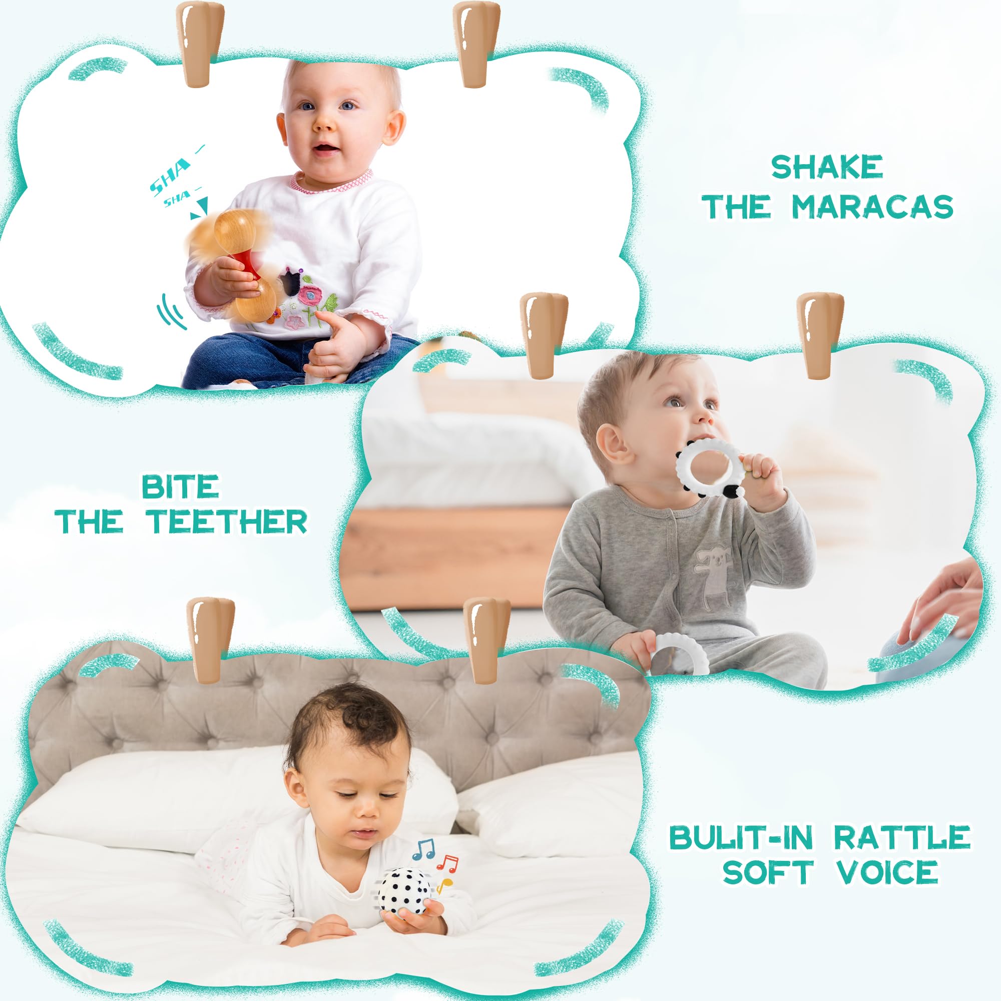 Montessori Toys for Babies 0-6 Months | 8-in-1 Educational Sensory Toy Set for Newborns 0-3-6 Months | Includes Tissue Box, High Contrast Toys, Spinning Drum, Teether | Perfect for Early Learning & Playtime at Home or On-the-Go
