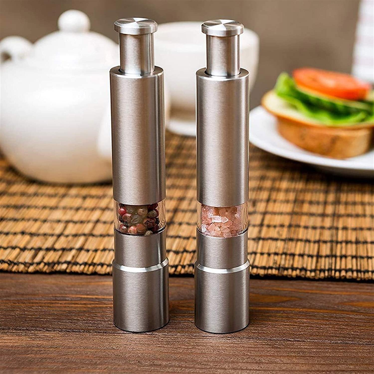 3-Pack Stainless Steel Manual Salt and Pepper Grinder Set - Adjustable Spice Mill for Kitchen, Dining & BBQ - Perfect for Seasoning, Cooking & Tabletop Use