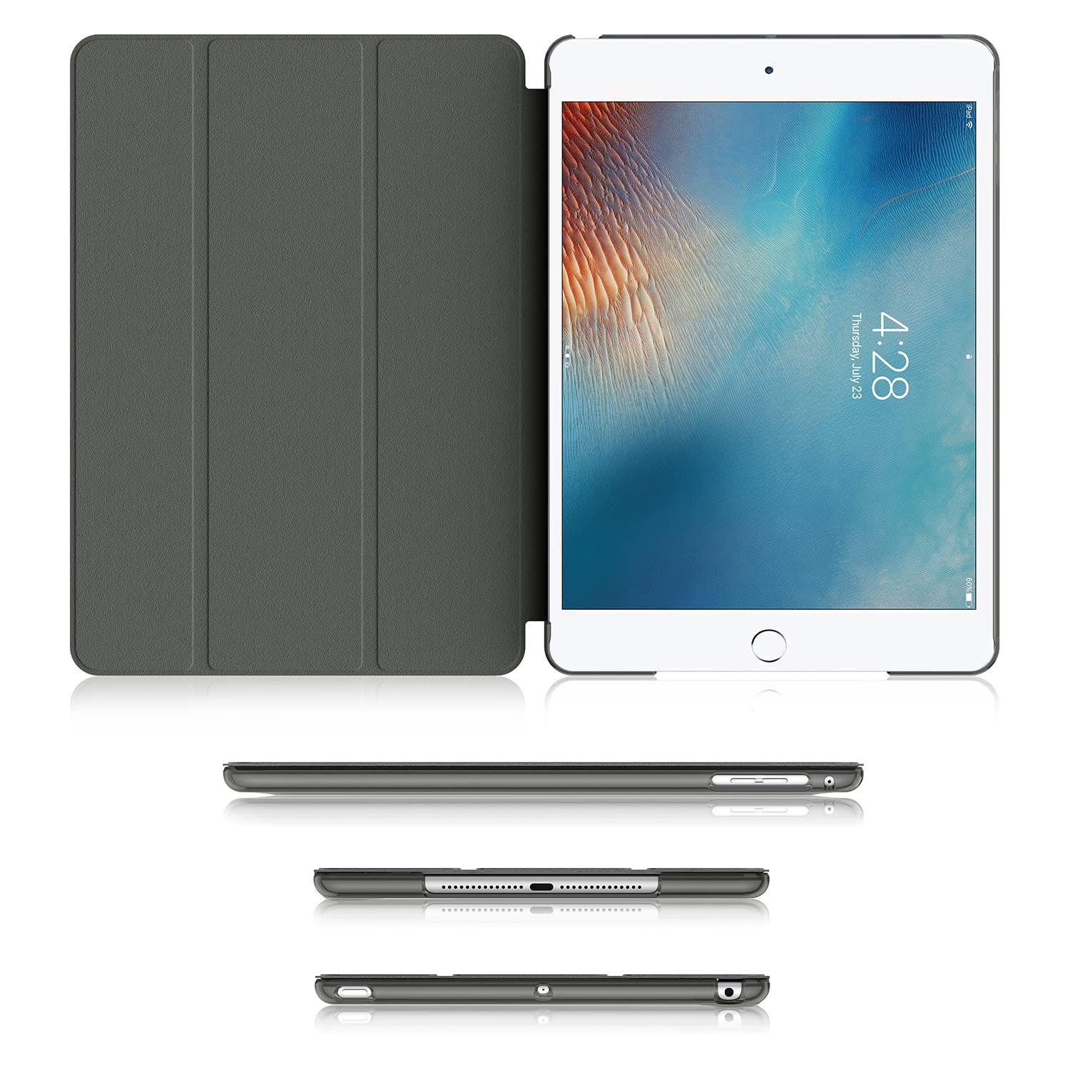 Premium Soke Case for iPad 6th/5th Generation (2018/2017) & iPad Air 2/Air 1 - Slim Trifold Stand with Auto Wake/Sleep Function, Hard PC Back Cover - Perfect for Work, School & Travel (Black)