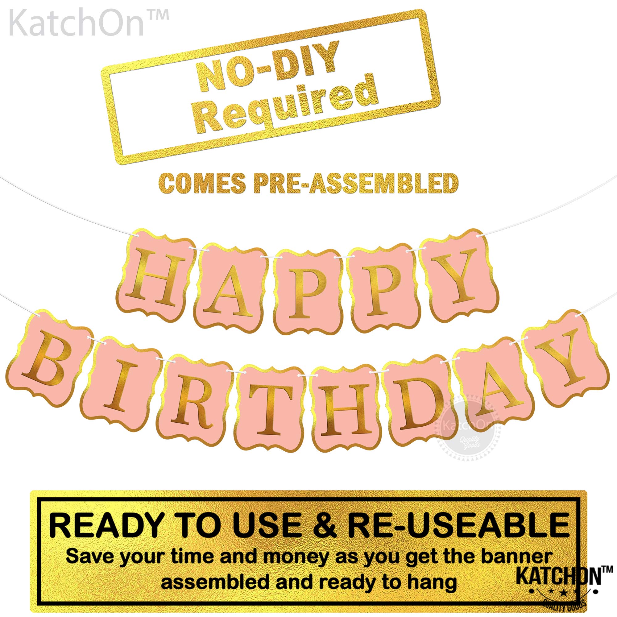 KatchOn 10ft Peach Happy Birthday Banner - No DIY Backdrop Sign for Birthday Party Decorations | Perfect for Indoor & Outdoor Celebrations, Baby Showers, and Festive Events