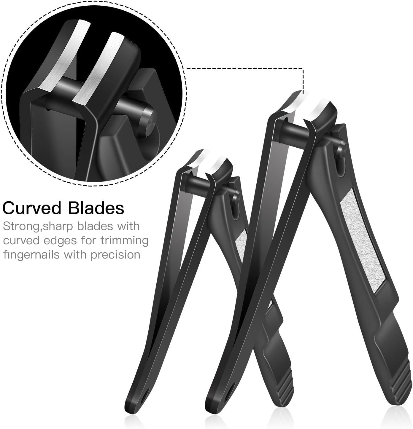 Professional 3-Piece Stainless Steel Nail Clipper Set - Heavy Duty Fingernail & Toenail Clippers with Straight/Curved/Slant Blades | Durable Nail Trimmer Kit with Black Gift Case | Perfect for Home, Travel, Salon & Pedicure Care