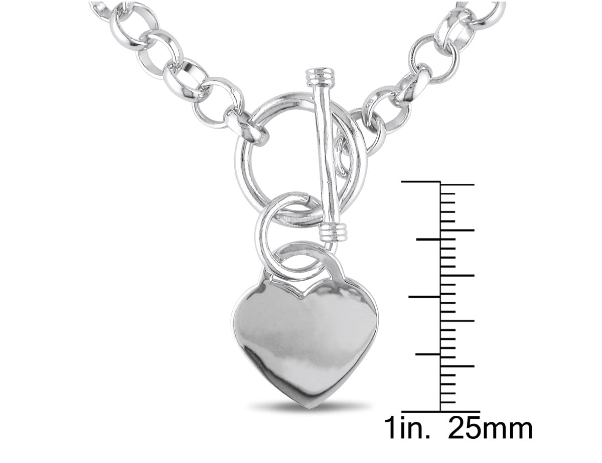 18 Inch Sterling Silver Heart Charm Toggle Necklace for Women - Dainty Adjustable Layering Jewelry Gift for Valentine's Day, Anniversary & Everyday Wear