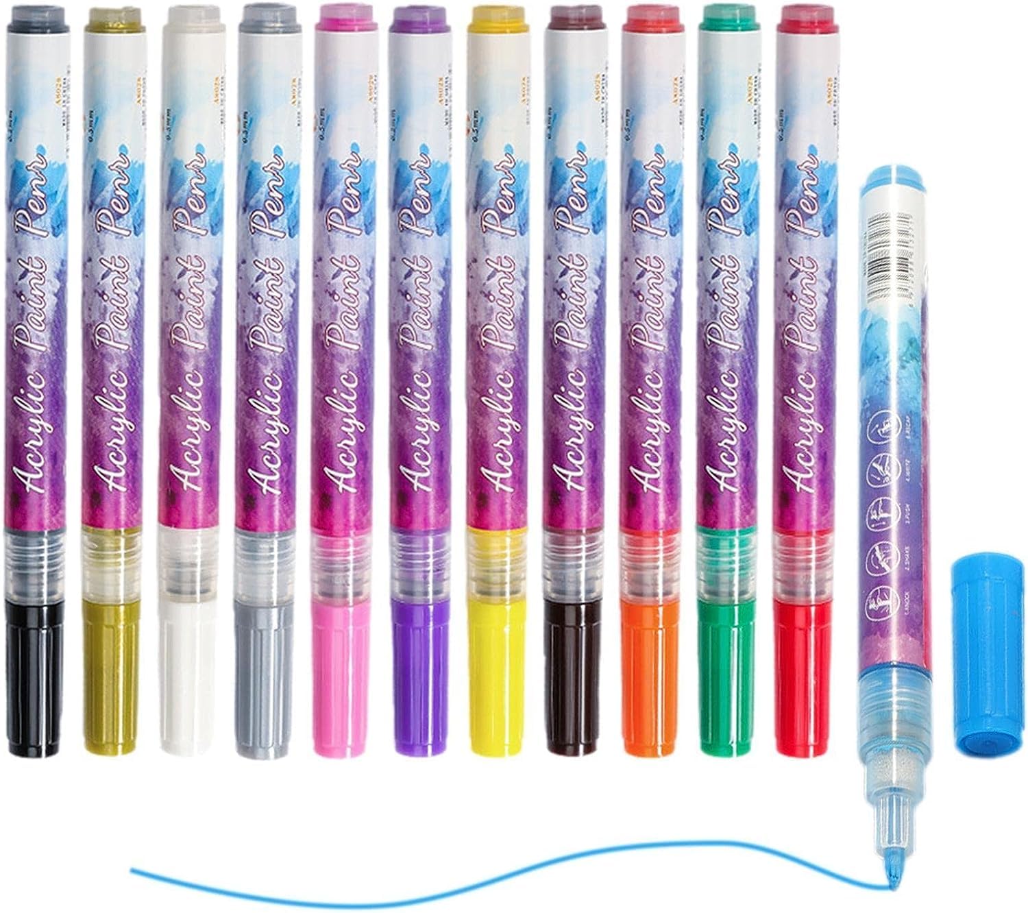 NAILWIND 12 Colors Nail Art Pens Kit - 3D Painting, Graffiti & Liner Nail Pens for DIY Nail Art | Quick Dry, Waterproof & Long Lasting | Perfect for Doting Flowers, Letters, Abstract Lines & Details | Great for Home, Salon & Party Nail Designs