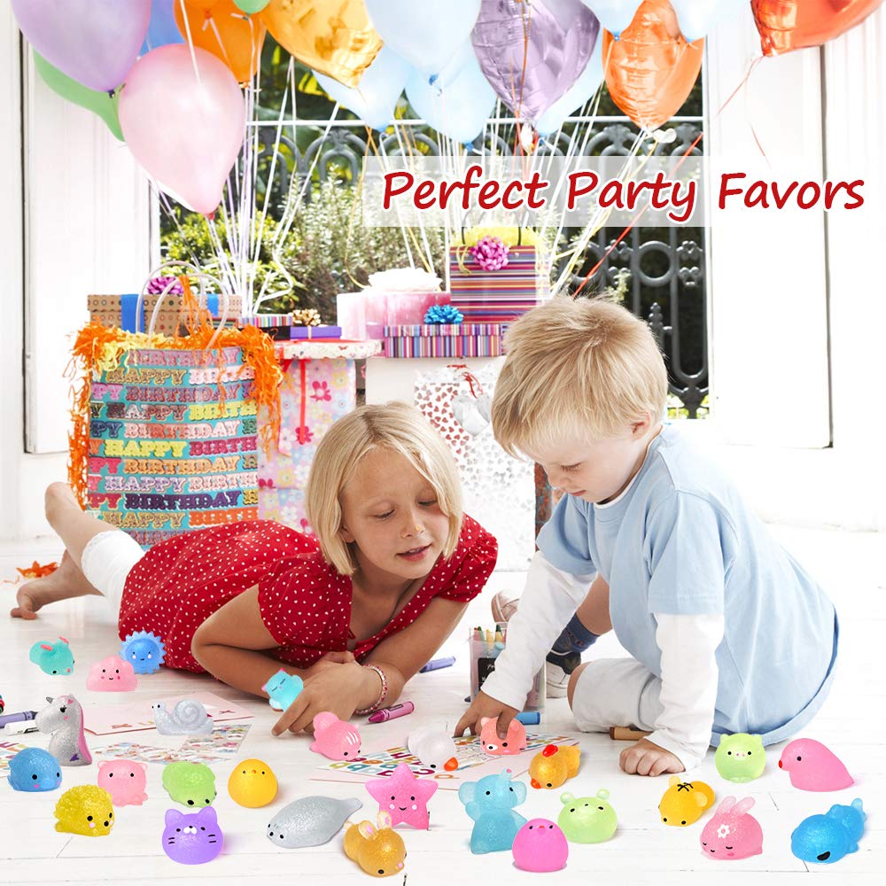 Glitter Mochi Squishy Toys 28pcs - Kawaii Stress Relief for Kids Gifts & Party Favors