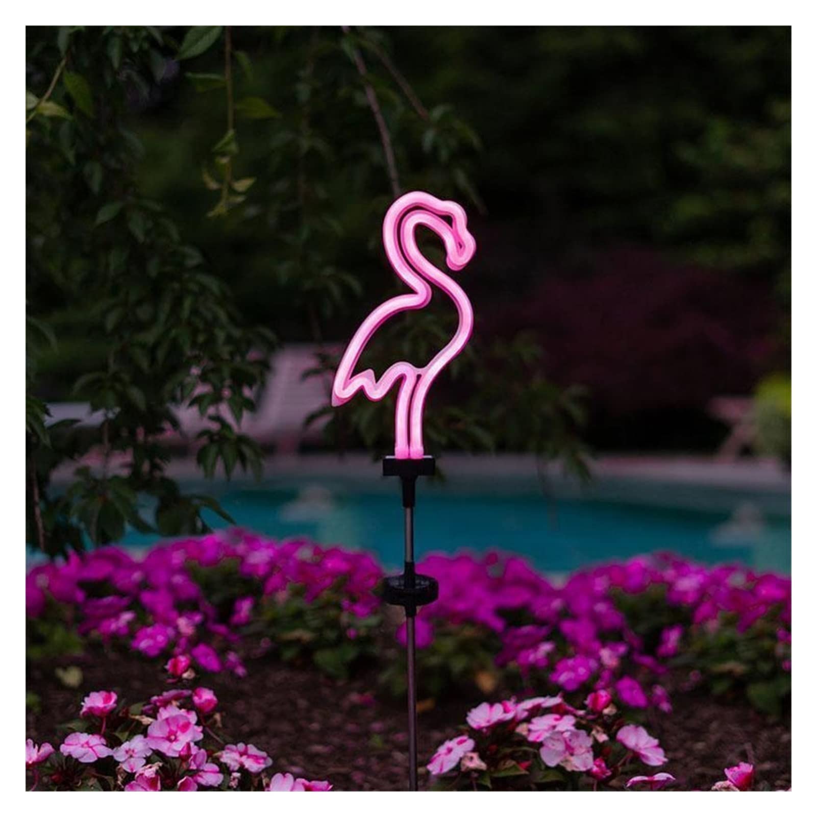 Solar Powered Flamingo Garden Statue with LED Lights - Outdoor Decorative Bird Sculpture for Yard, Patio, Fence - Waterproof Solar Garden Decor for Lawn, Pathway, Backyard (1 Piece, Multi-Color Options) - Perfect for Nighttime Garden Illumination and Landscape Decoration