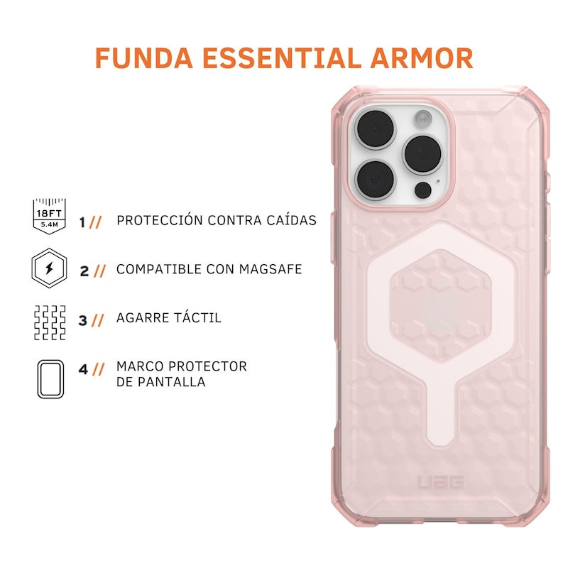 UAG Essential Armor Case for iPhone 16 Pro Max - Rugged Protective Cover with Military Drop Tested (Pink) | Perfect for Outdoor Adventures & Daily Protection