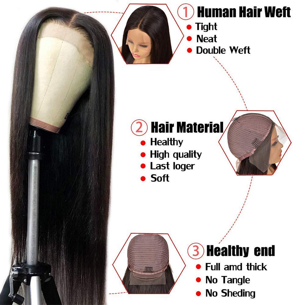 13x6 T-Part Transparent Lace Front Wig | Brazilian Virgin Human Hair Straight Wig | 150% Density Pre-Plucked with Baby Hair | Natural Color 18 Inch | Perfect for Black Women | Everyday Wear, Parties & Special Occasions
