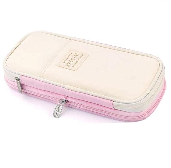 VODIQ Large Zippered Pencil Case with Multiple Compartments - Colorful High Capacity Pen Pouch Organizer for School, College, Office & Travel Storage - Perfect for Students, Artists and Professionals to Organize Writing Supplies On-The-Go