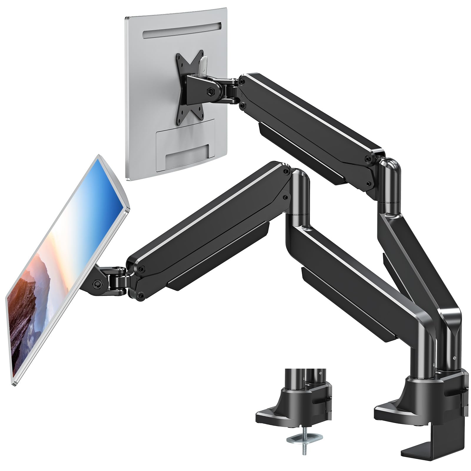 Dual Monitor Stand for 42 Inch Screens - Heavy Duty 2 Monitor Mount with 33lbs Capacity per Arm, VESA 75x75/100x100 - Perfect for Ultrawide Gaming & Office Workstations