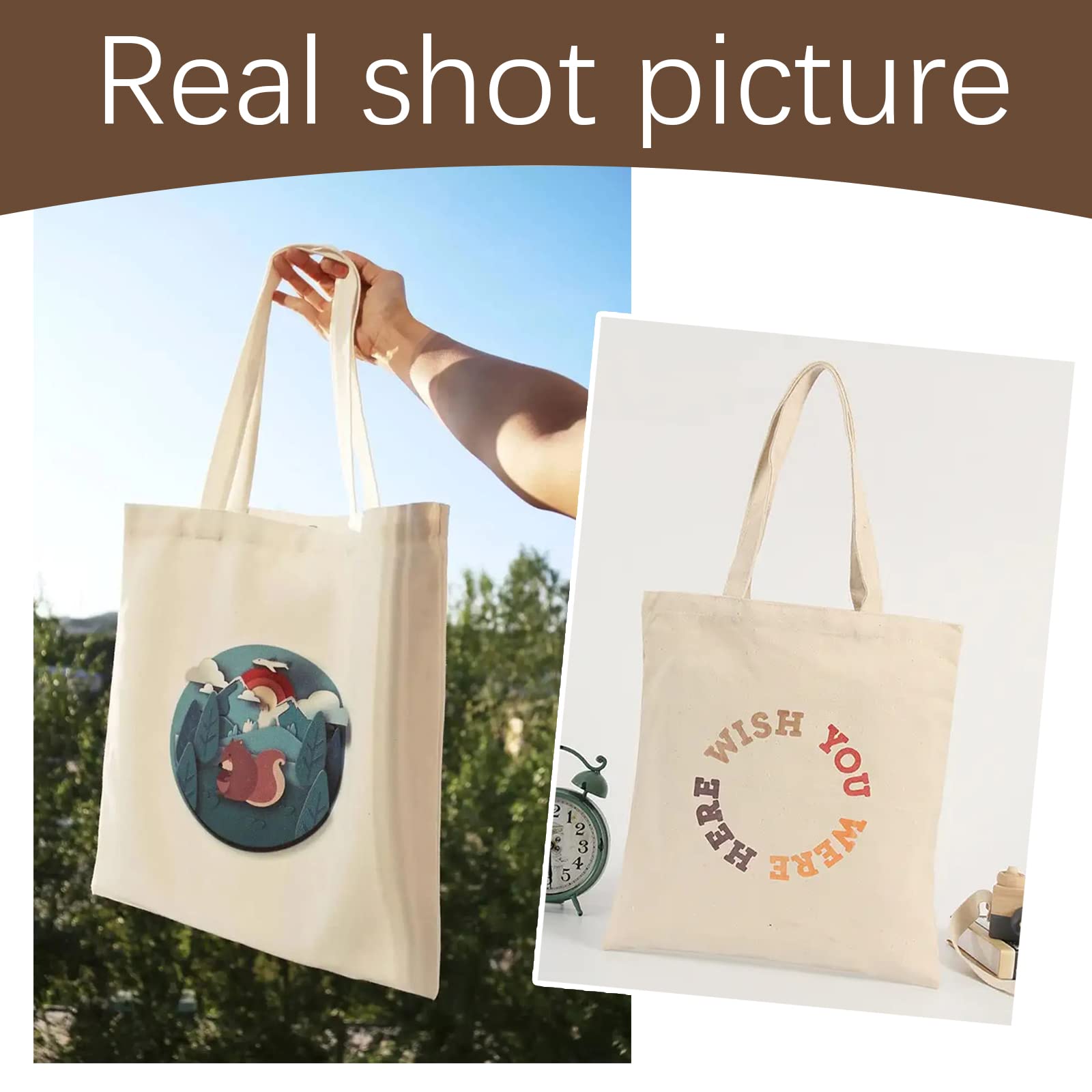 12 Pack 15x16 Inch Sublimation Tote Bags - Blank Polyester Canvas Totes for DIY Customization - Perfect for Crafting, Gifts, Events & Promotional Merchandise