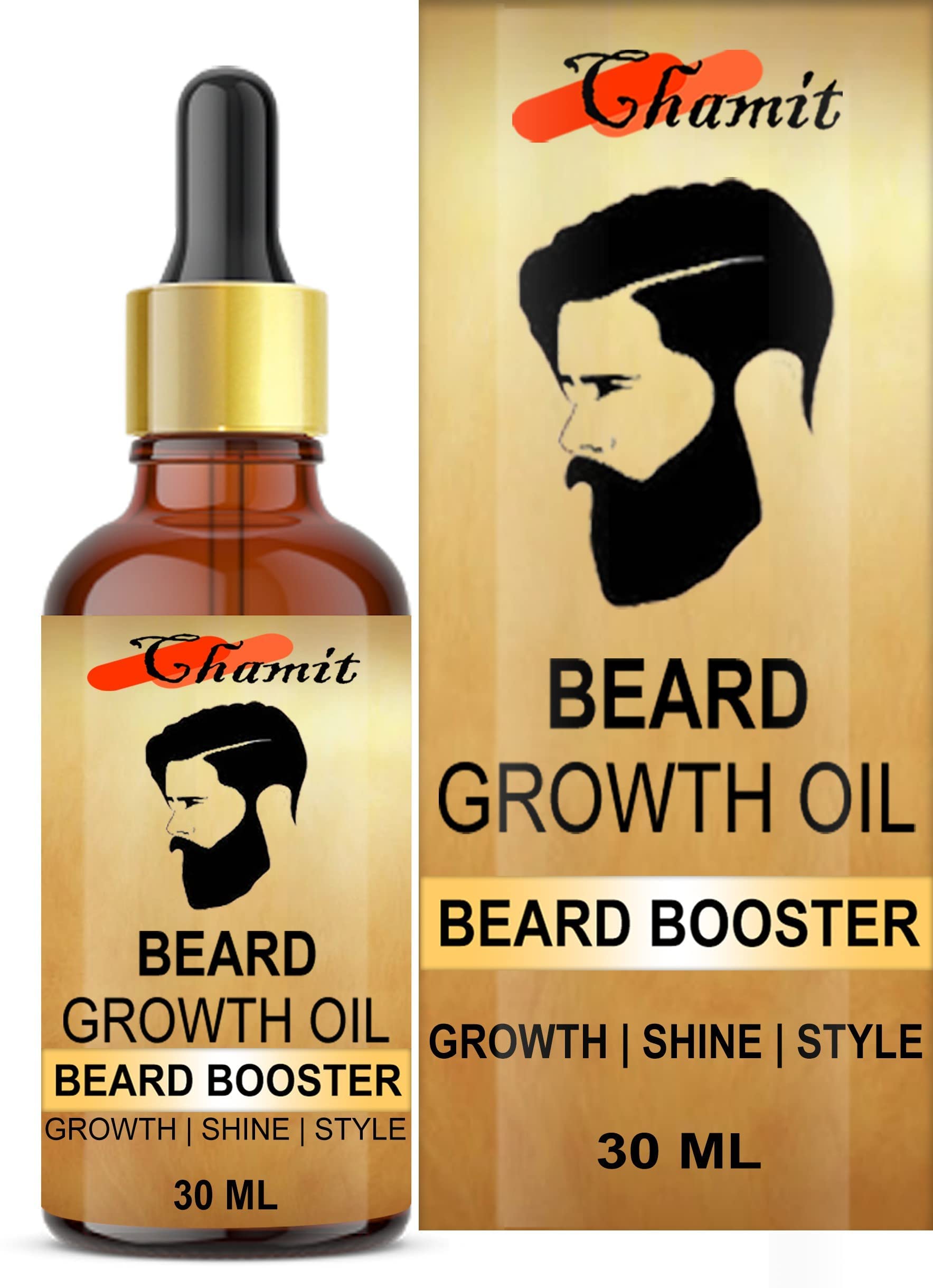 CHAMIT Beard Growth Kit for Men - Natural Moustache & Beard Oil with Essential Oils for Stronger, Longer Facial Hair Growth | Daily Grooming & Styling Solution