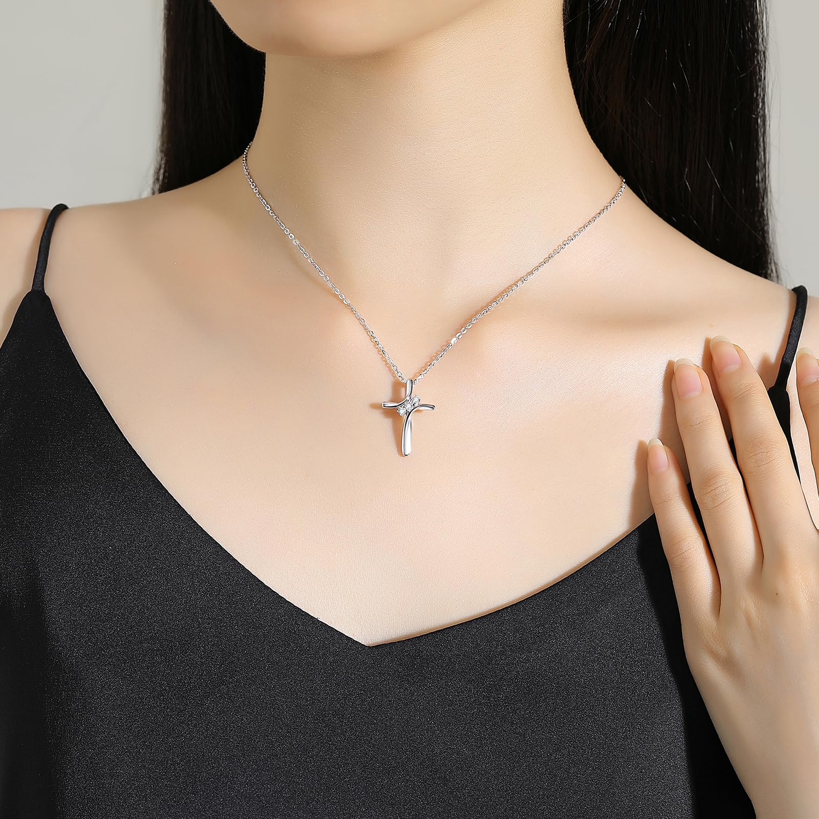 Moissanite Necklace for Women - 925 Sterling Silver Plated with 18K White Gold Pendant - Elegant Valentine's Day Gift for Her - Perfect for Anniversaries, Weddings & Special Occasions