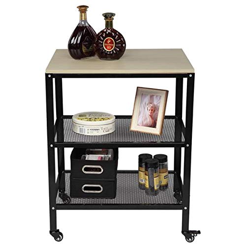 3-Tier Rolling Microwave Cart with Metal Frame - White Kitchen Utility & Storage Cart for Microwave, Baking Supplies & Spices - Perfect for Small Spaces, Apartments & Dorm Rooms
