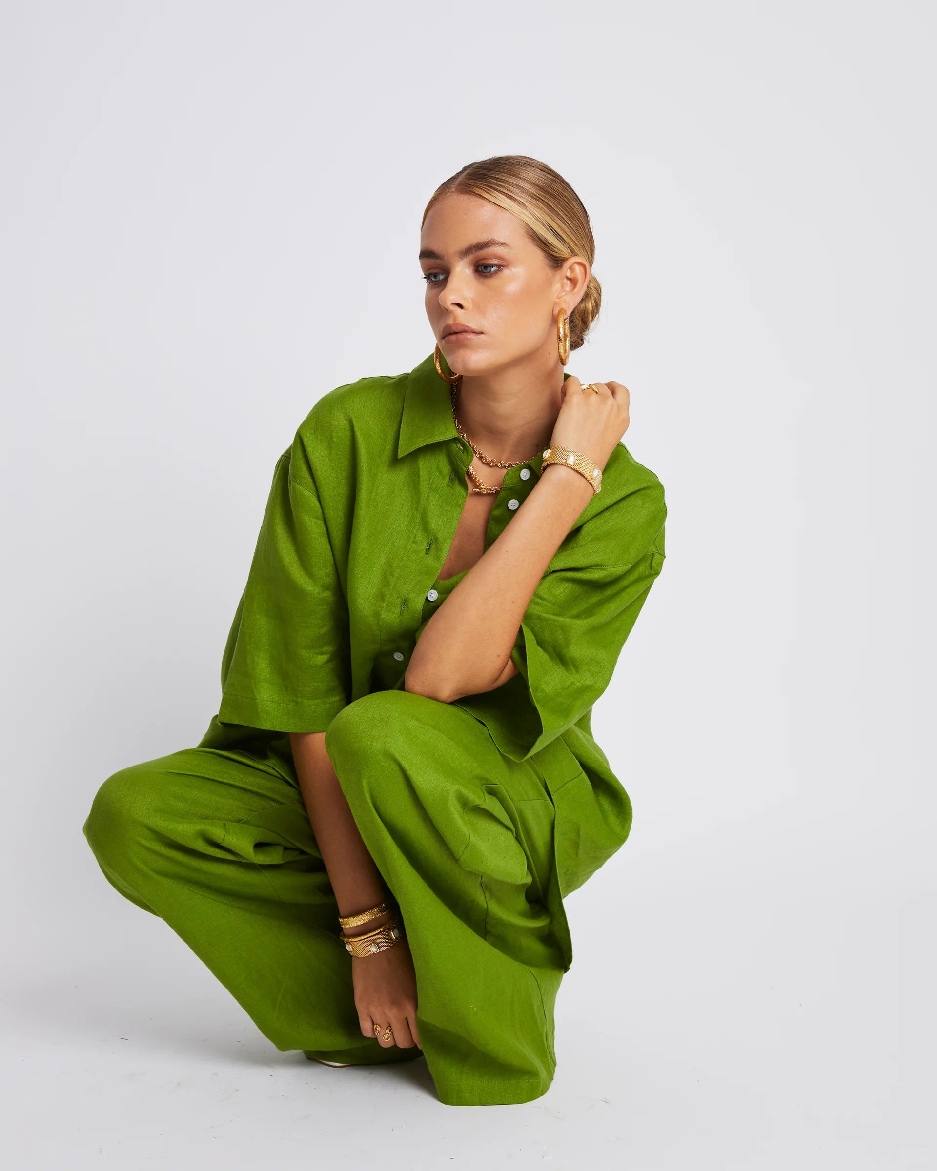 Big Olive Shirt for Men - Comfortable Oversized Casual Button-Up Shirt - Perfect for Relaxing at Home or Outdoor Adventures