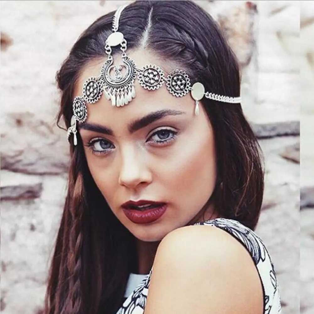 Missgrace Rose Gold Metal Chain Headband with Tassels & Pearls - Elegant Hair Accessory for Women | Perfect for Weddings, Parties & Boho Fashion