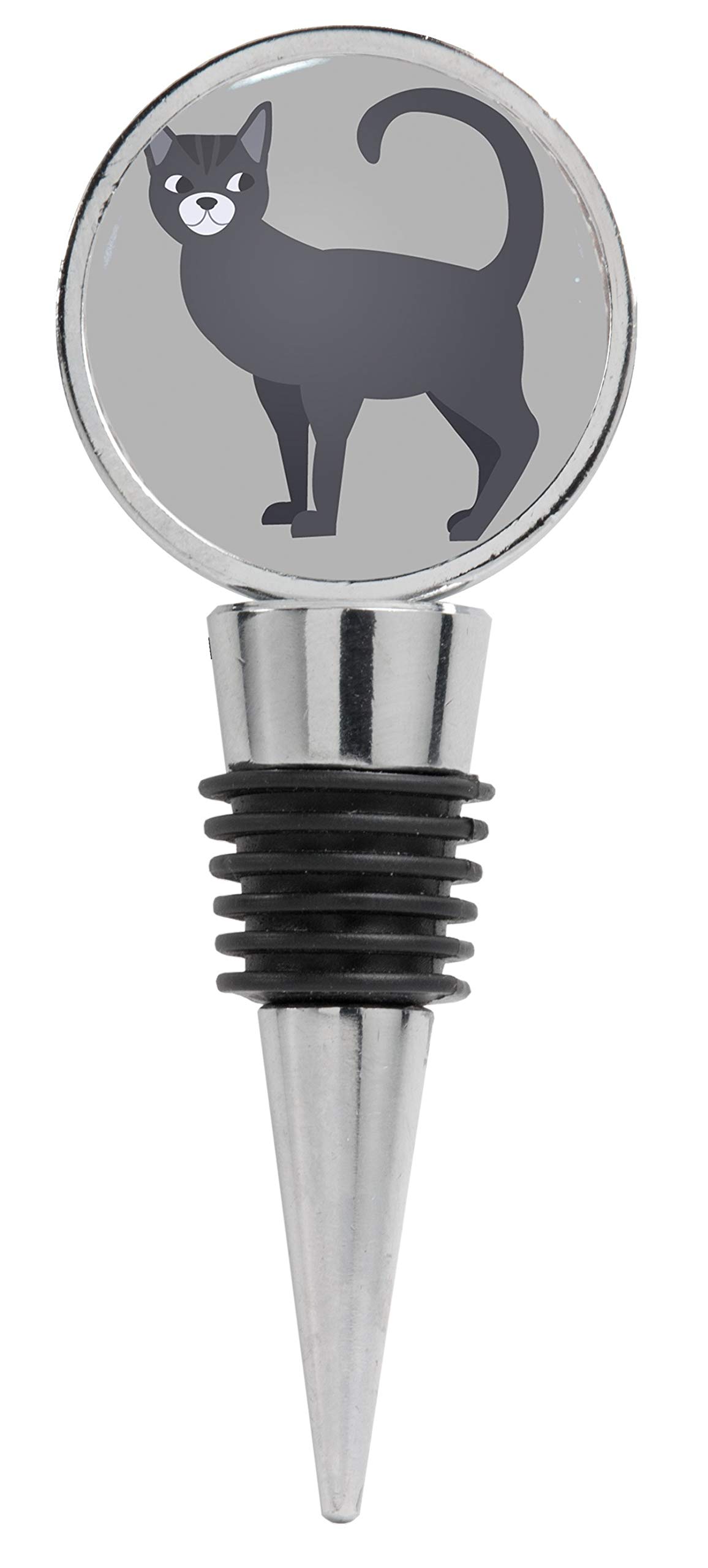 Gray Cat Vector Illustration Wine Stopper - Elegant Wine Bottle Seal for Home, Parties & Gifts