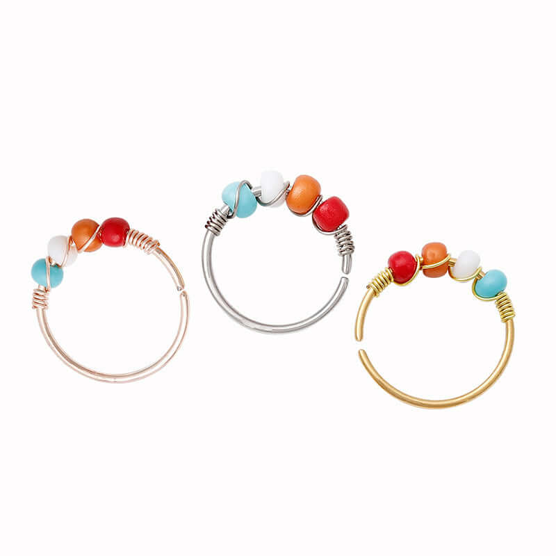 Colorful Bead Nose Rings for Women - Stainless Steel Nose Hoop Piercing Jewelry | Perfect for Parties, Festivals & Everyday Wear