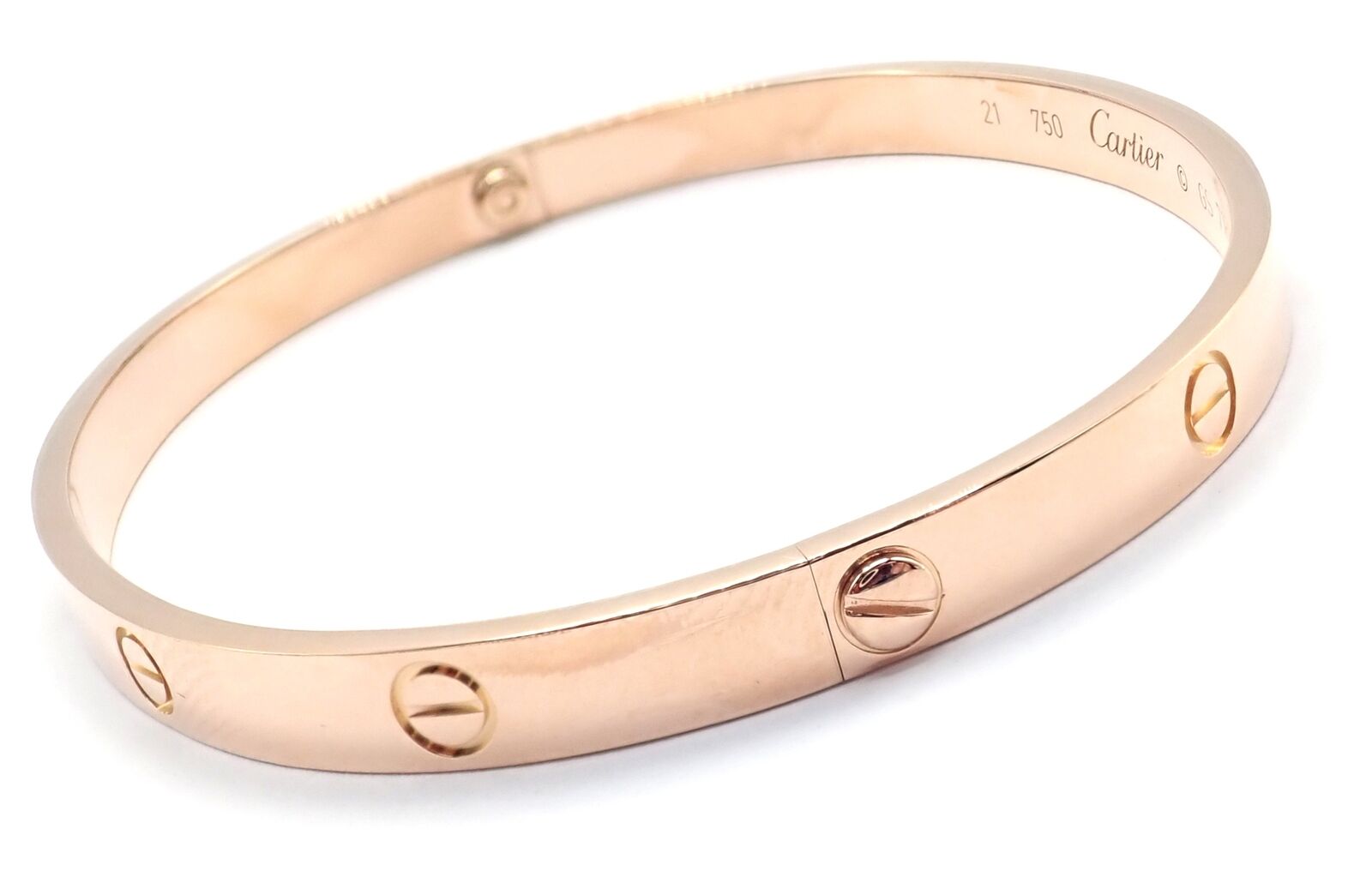 Authentic Cartier 18k Rose Gold Love Bangle Bracelet - Size 21 - Luxury Jewelry for Women - Perfect for Anniversaries, Weddings & Special Occasions