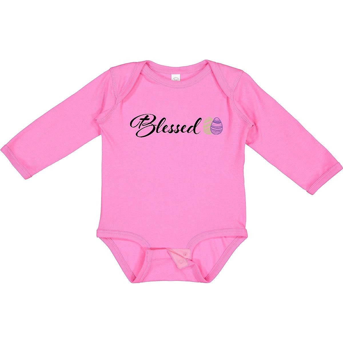 Easter Blessed with Green and Purple Eggs Baby Long Sleeve Creeper - Cute Holiday Outfit for Easter Photos, Church & Family Gatherings