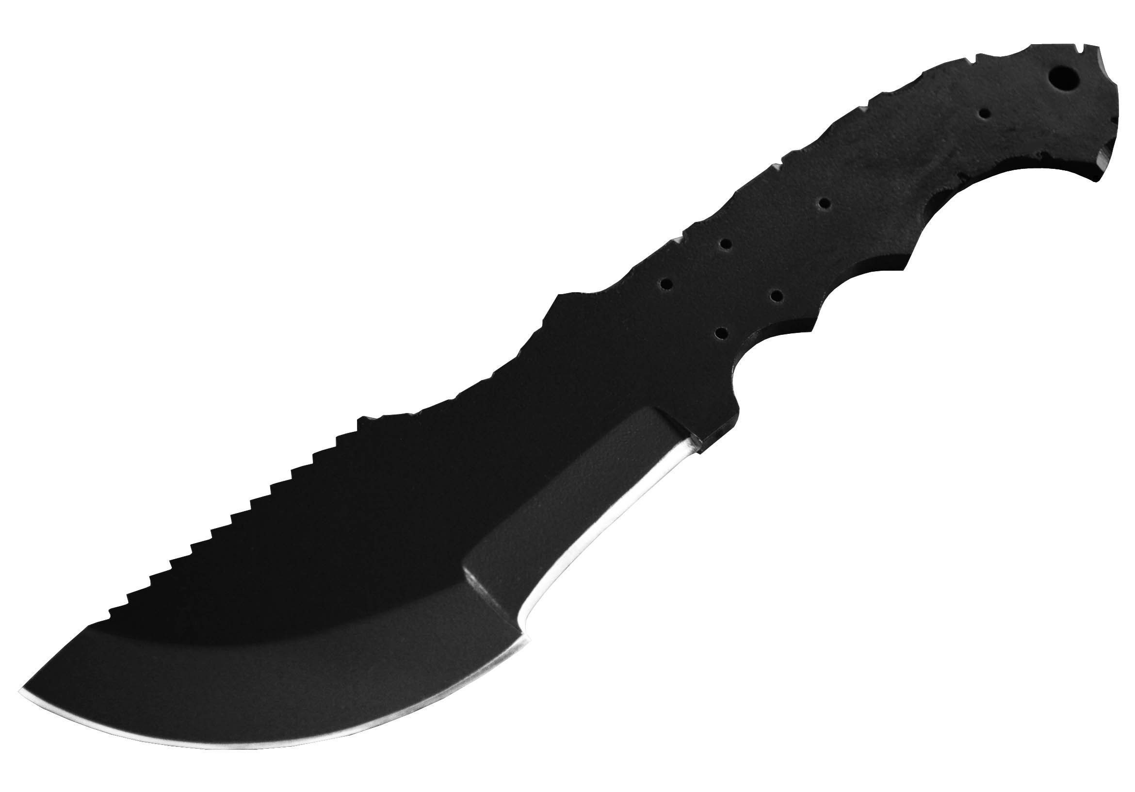 1095 High Carbon Steel Tracker Knife Blank - Black Powder Coated 4.5