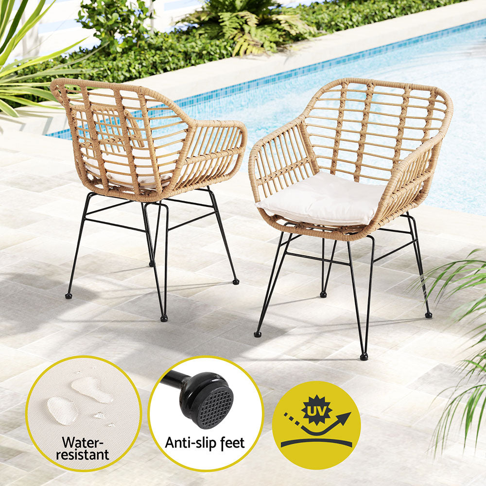 3-Piece Outdoor Bistro Set with Table, Chairs & Cushions - Patio Garden Furniture in Grey - Perfect for Backyard, Balcony or Poolside Relaxation