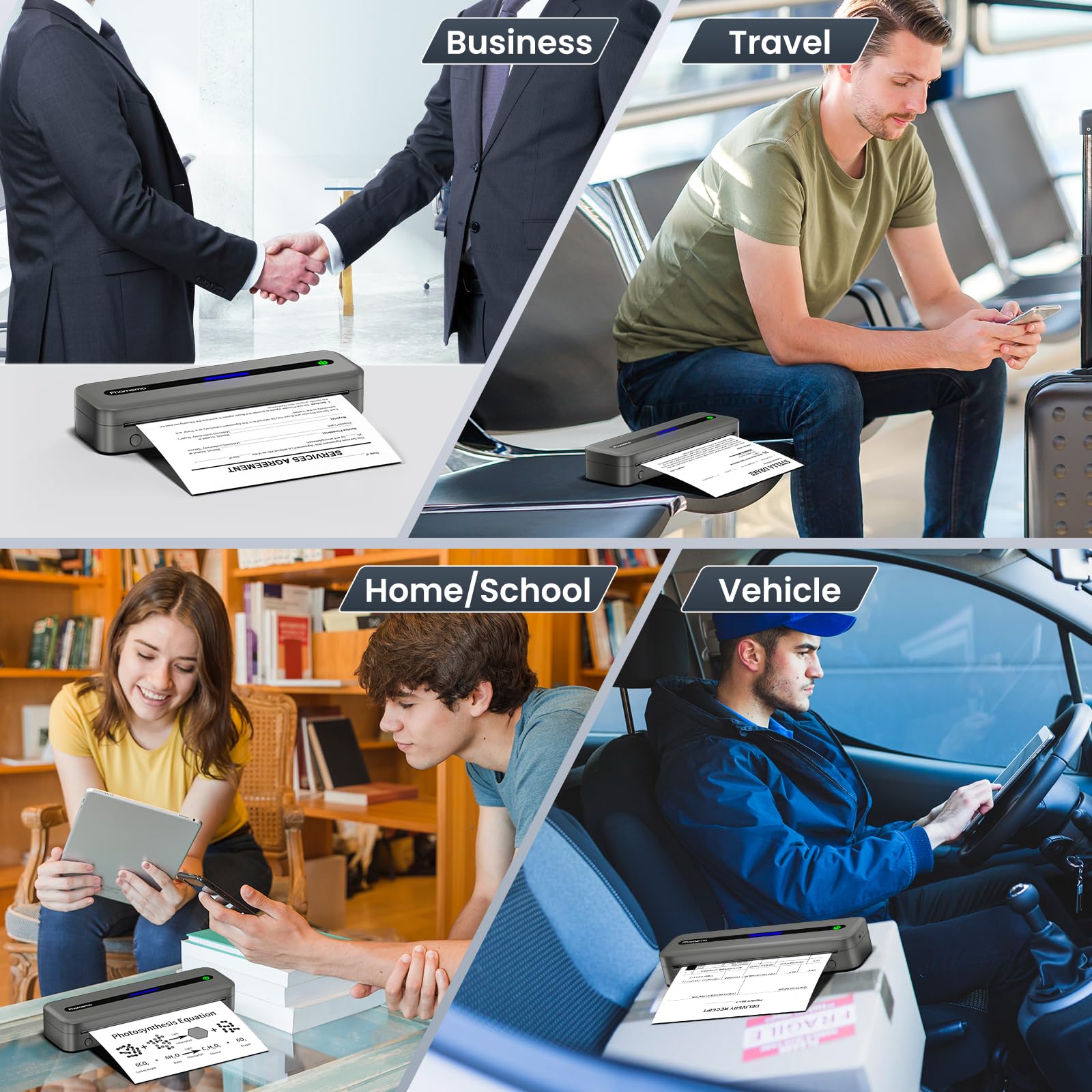 Phomemo M832 Wireless Bluetooth Thermal Printer - Portable Inkless Printer for Travel, Home & Office - Compatible with 8.5