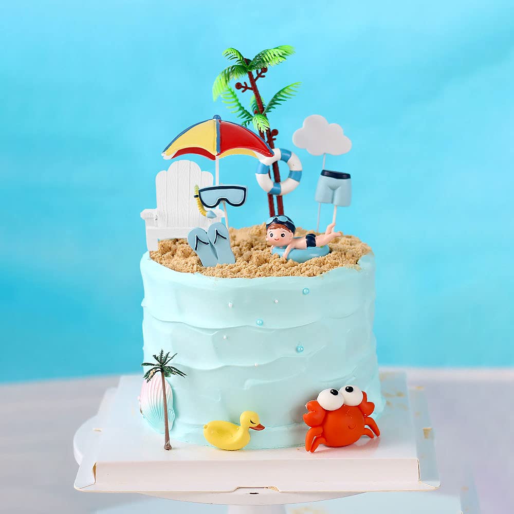 Swimming Pool Cake Topper & Beach Cake Decoration - Summer Birthday Party Supplies for Pool Parties, Beach Themed Cakes, and Summer Celebrations