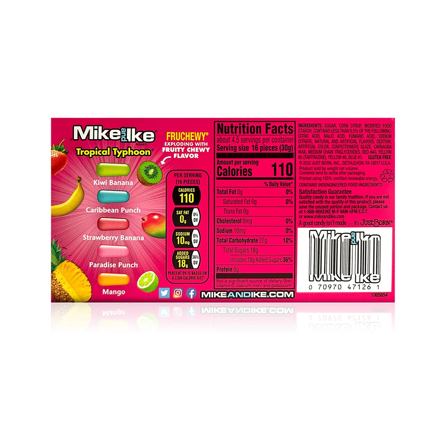 Just Born Mike & Ike Tropical Typhoon Fruit Flavored Candy - 4.25oz Bags (Pack of 12) | Bulk Candy for Parties, Movie Nights & Office Snacks