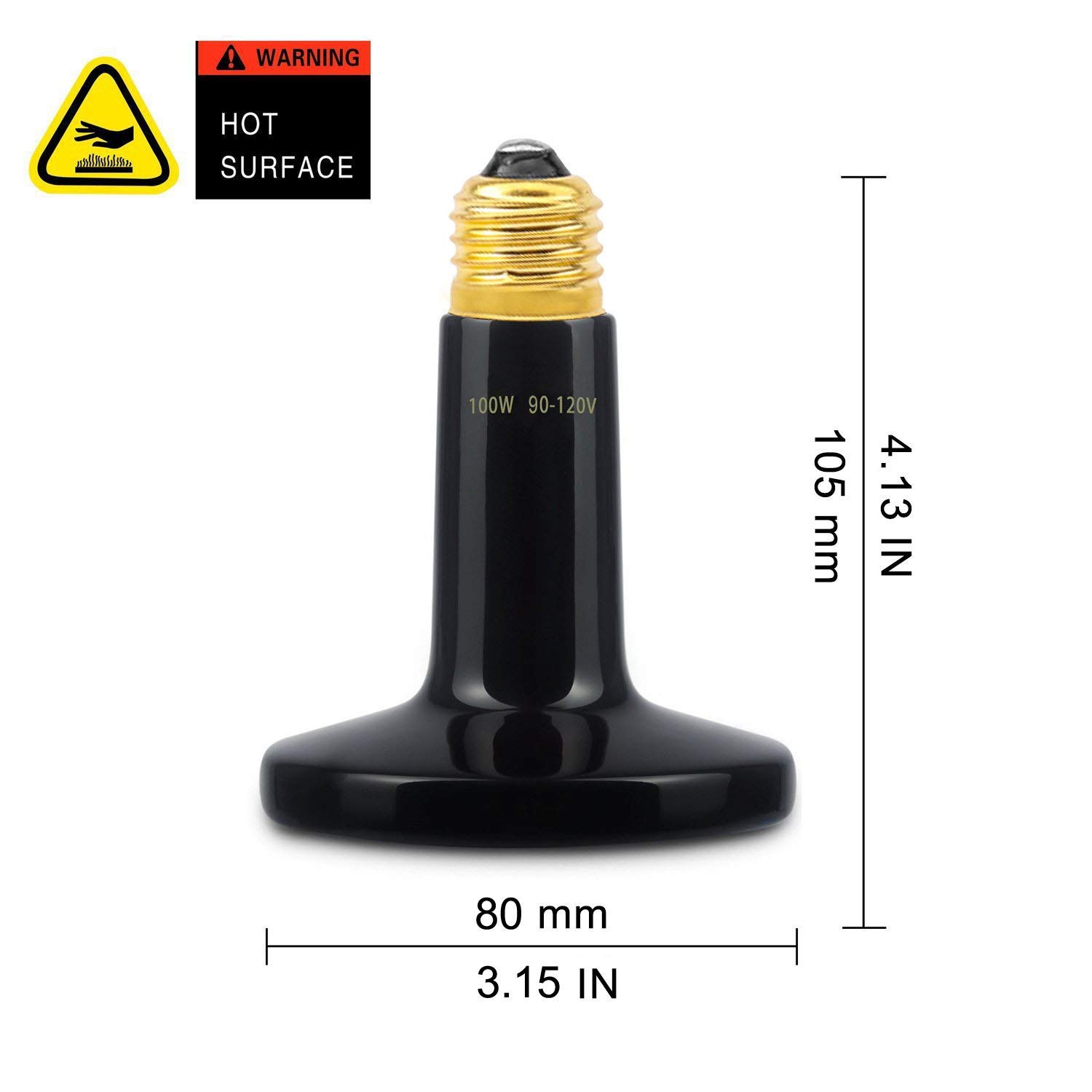 OMAYKEY 2-Pack 100W Ceramic Heat Emitter Bulbs with Digital Thermometer - Infrared Heating Lamp for Reptiles, Turtles, Snakes, Lizards & Chicken Coops - No Light Emission, Safe for Night Use - Perfect for Terrariums, Brooders & Pet Habitats