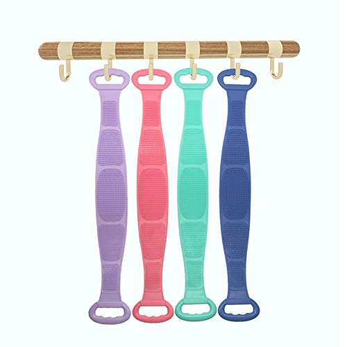 Dual Sided Silicone Bath Body Brush with Long Handle - Foldable Back Scrubber for Shower & Exfoliation | Soft, Eco-Friendly & Travel-Friendly | Easy to Clean Skin Care Tool for Home, Spa & Gym Use (Pink)